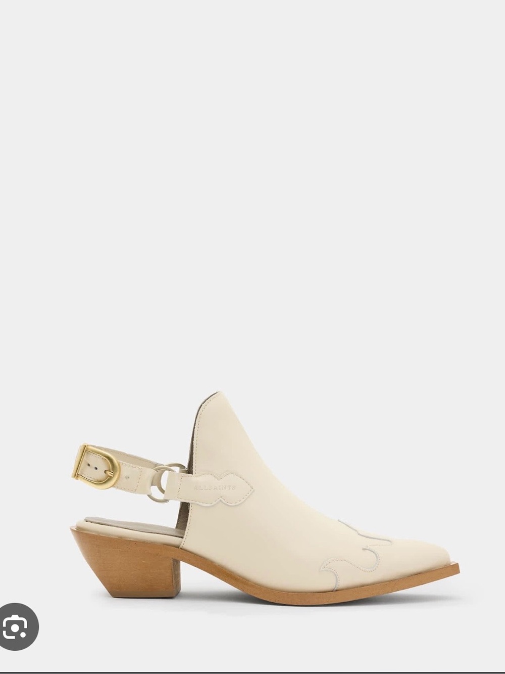 All Saints Desola Pointed Western Mule in Light Beige